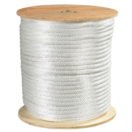 1/2", 3,900 lb, White Solid Braided Nylon Rope